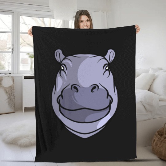 Hippo Head Fleece Blankets