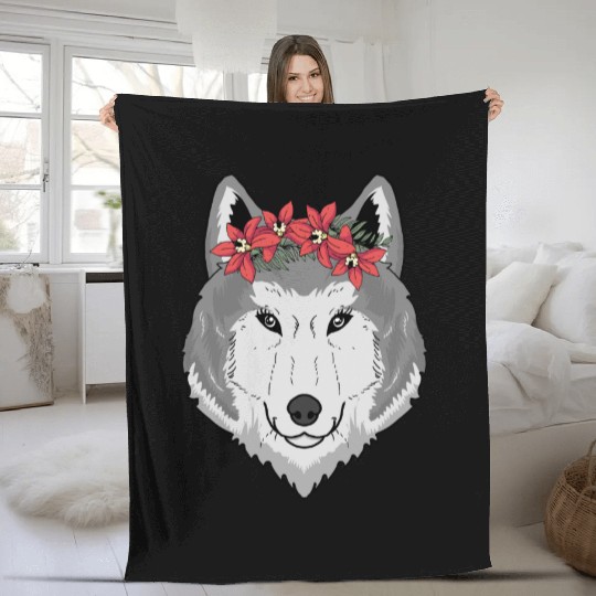 She Wolf Fleece Blankets