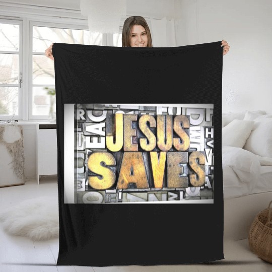 jesus saves Fleece Blankets