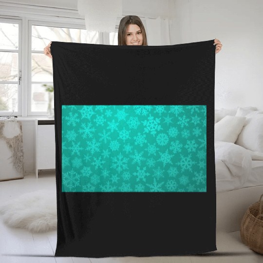 Teal Snowflakes Christmas Pattern Fleece Blankets