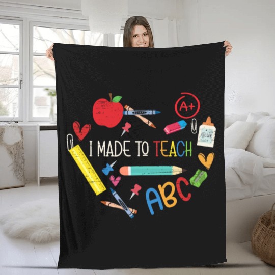 Made To Teach University Students School Teacher Fleece Blankets