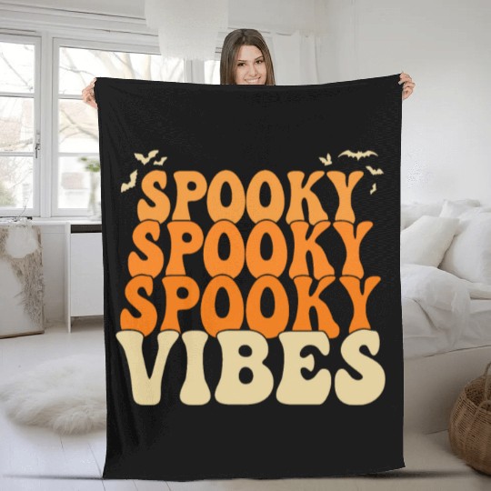 Retro Spooky Vibes Halloween Fleece Blankets