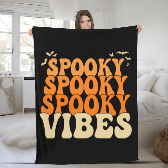 Retro Spooky Vibes Halloween Fleece Blankets