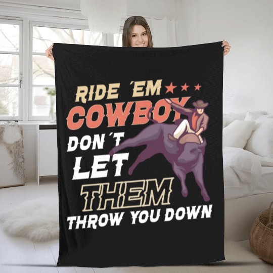 Rodeo Bull Riding Livestock Show Farmer Cattle Fleece Blankets