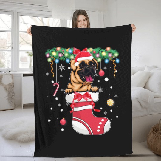 Dog Christmas Stocking - Boxer Dog Lover Christmas Fleece Blankets
