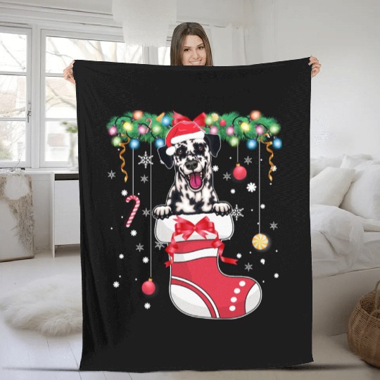 Dalmatian Dog Lover Christmas - Dog Christmas Stoc Fleece Blankets