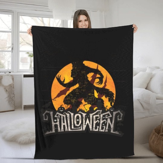 Werewolf howling at the moon Fleece Blankets