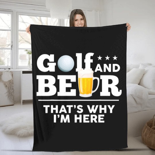 Golf and Beer Joke Dad Funny Fathers Day Drinking Fleece Blankets