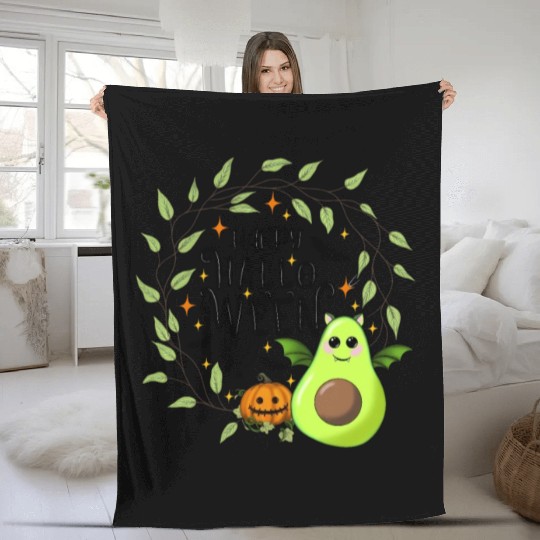 Bat Avocado - Happy Halloween Fleece Blankets