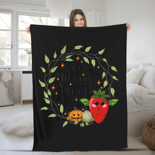 Bat Strawberry - Happy Halloween Fleece Blankets