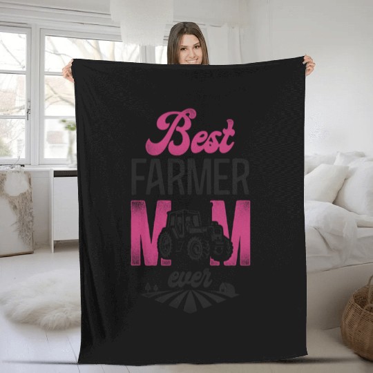 Farming Farmer Mom Mother Tractor Fleece Blankets