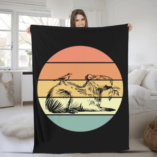 Retro Capybara Fleece Blankets