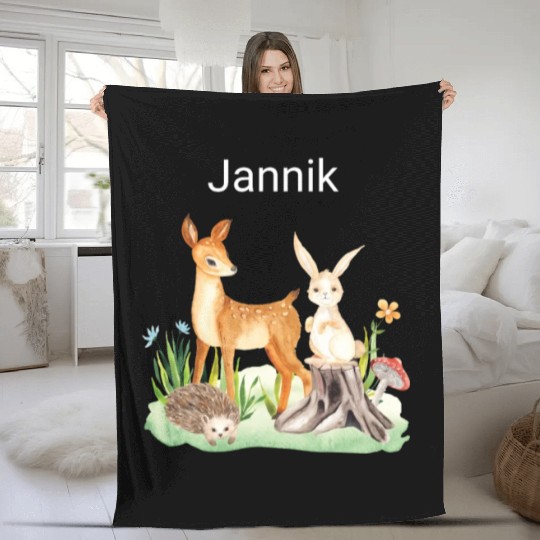 Animal deer rabbit hedgehog Jannik Fleece Blankets