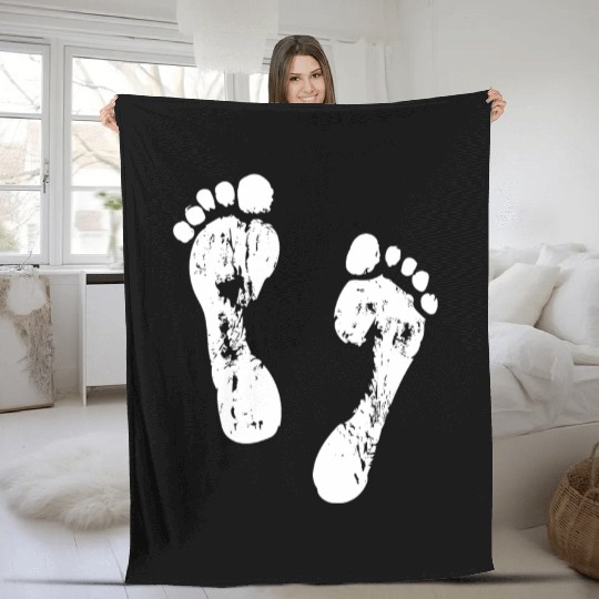 Footprints In The Sand Fleece Blankets