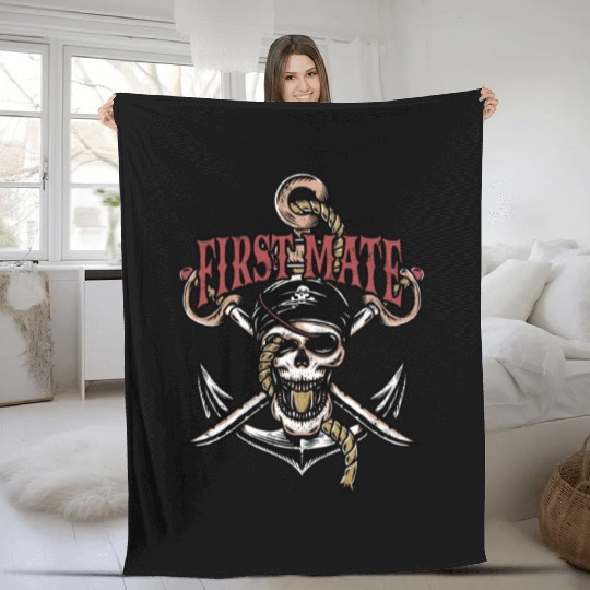First Mate - skeleton Fleece Blankets