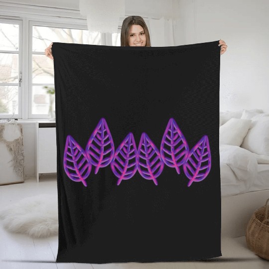 Leaves pattern leaf icon nature purple Fleece Blankets