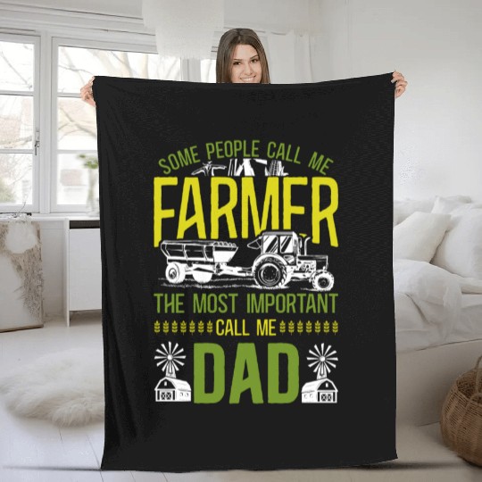 Farming Farmer Dad Father Tractor Fleece Blankets