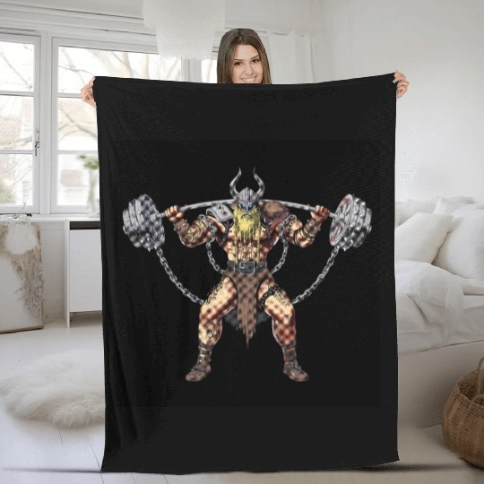 Viking Warrior Gym Bodybuilder Fleece Blankets