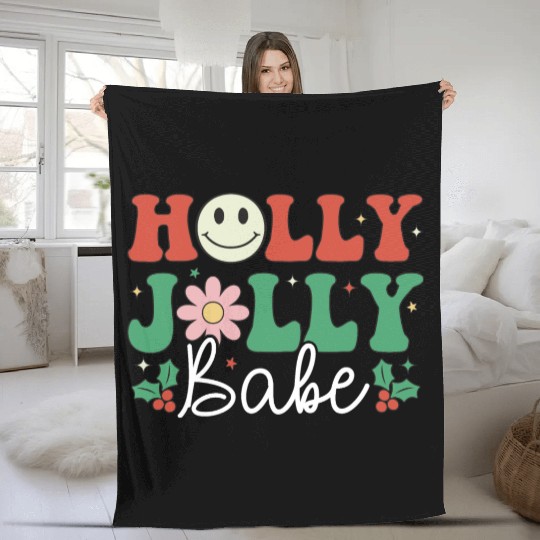 Holly Jolly Babe Fleece Blankets