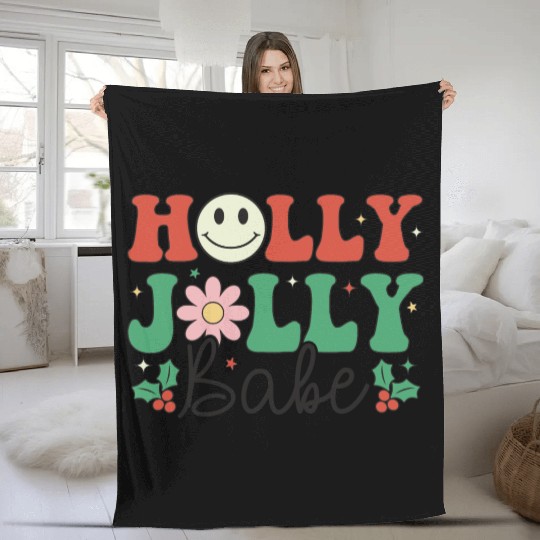 Holly Jolly Babe Fleece Blankets