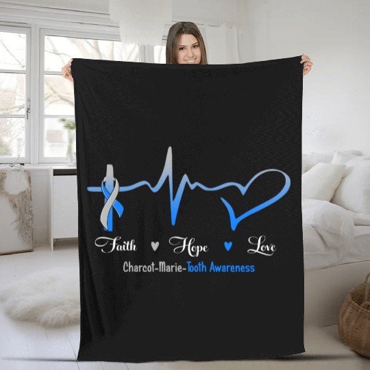 Faith Hope Love Charcot Marie Tooth Awareness Fleece Blankets