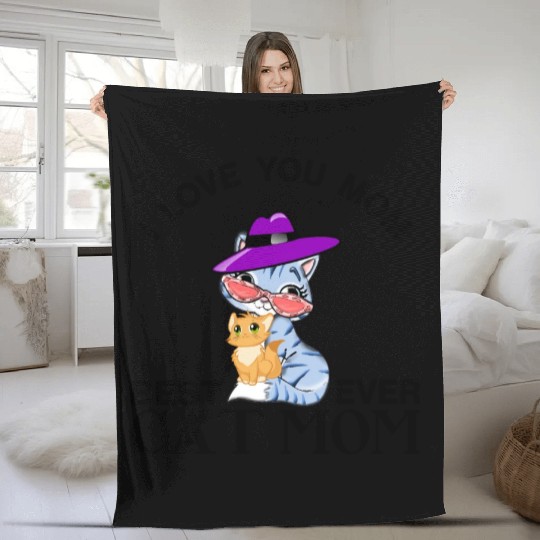 best cat mom ever Fleece Blankets