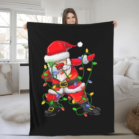 Dabbing Santa Fleece Blankets for Boys Girls Christmas Tree
