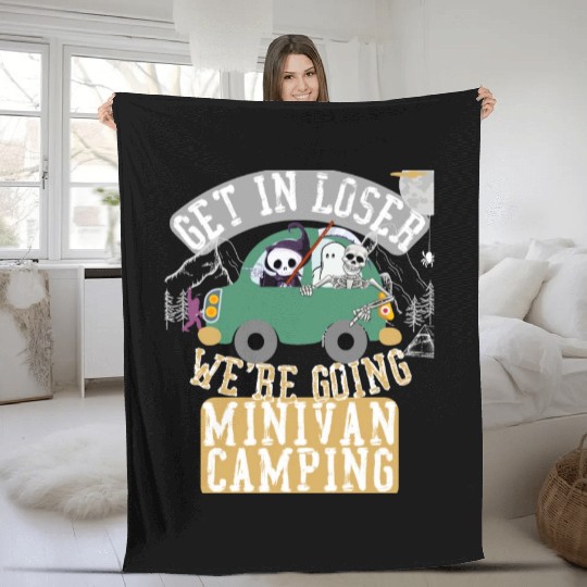 Get in loser we're going minivan camping Fleece Blankets