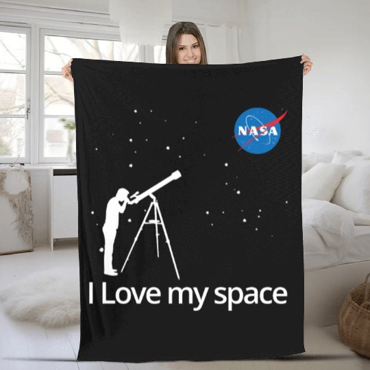 NASA I Love My Space Telescope Galaxy Fleece Blankets
