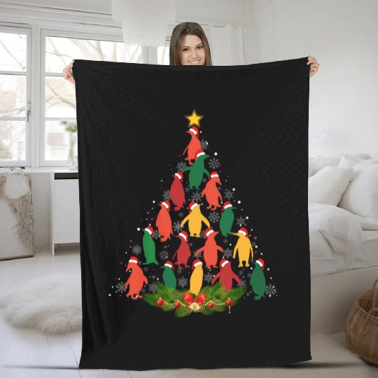 Family Matching Christmas Pajama Penguin Xmas Tree Fleece Blankets