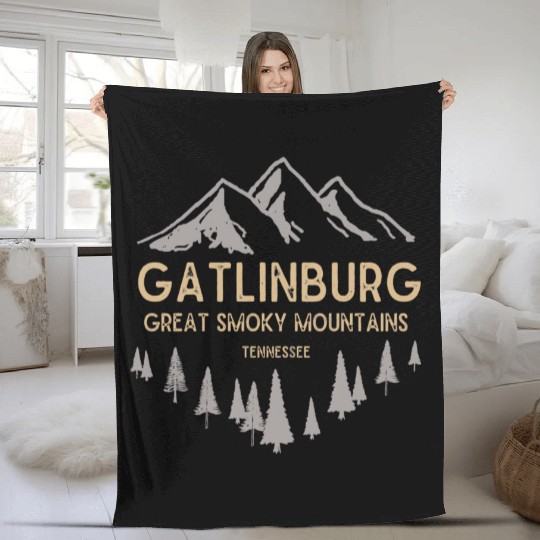 Gatlinburg Tennessee Great Smoky Mountains Vintage Fleece Blankets