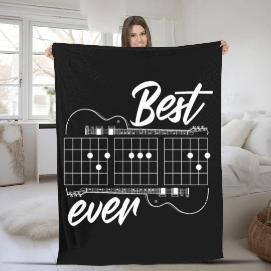 Best Dad Ever - Funny Daddy Guitar Player Musician Fleece Blankets