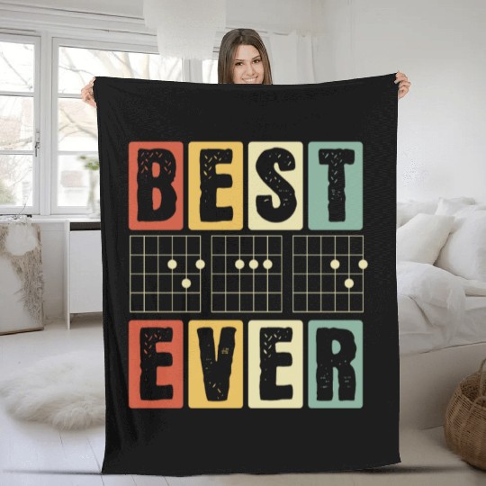 Best Dad Ever - Funny Daddy Guitar Player Musician Fleece Blankets
