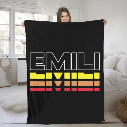 Emili First Name Funny Vintage Sunset Emili Fleece Blankets