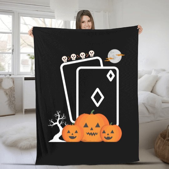 playing card Pumpkin halloween Fleece Blankets