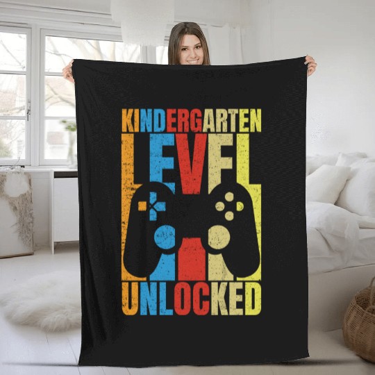 Kindergarten Level Unlocked Retro Vintage Fleece Blankets