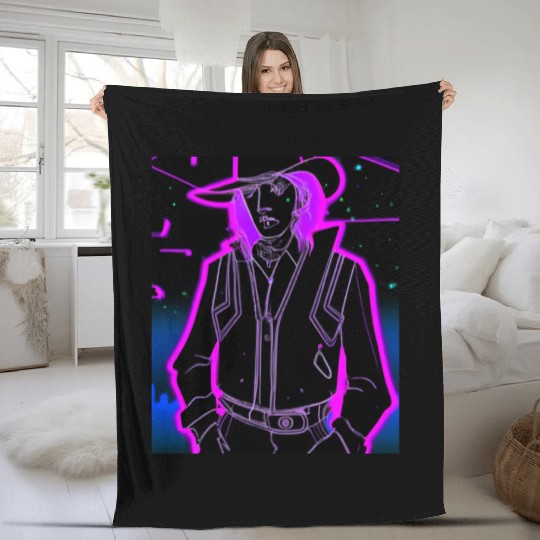 Goth Synthwave Outrun Goth Cowboy Fleece Blankets