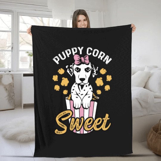 Puppy Corn Sweet Dalmatian Mom Gift Fleece Blankets