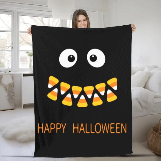 Cute Candy Corn Face For Halloween Costume Fleece Blankets