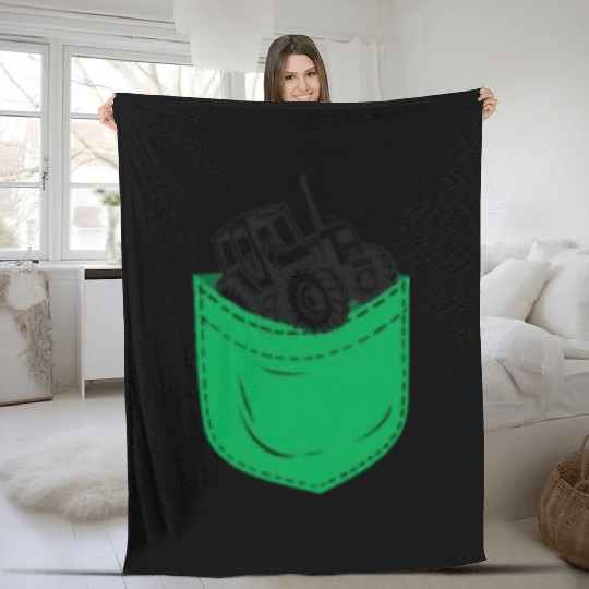 Farming Farmer Pocket Tractor Fleece Blankets