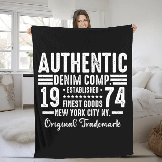 New York City Born In 1974 Vintage Birthday Fleece Blankets