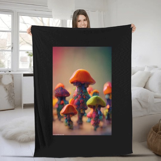 Whimsical Mushroom Men Fleece Blankets