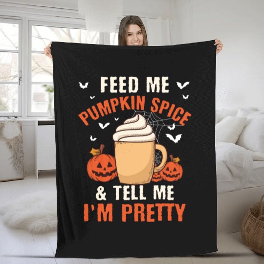 Feed Me Pumpkin Spice Fall Halloween Fleece Blankets