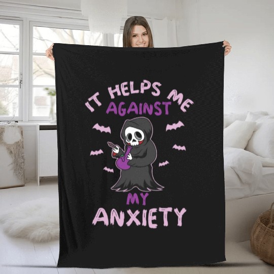 Against My Anxiety Smoking Marijuana Weed Fleece Blankets