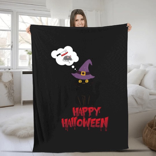 HALLOWEEN MURDER CAT Fleece Blankets