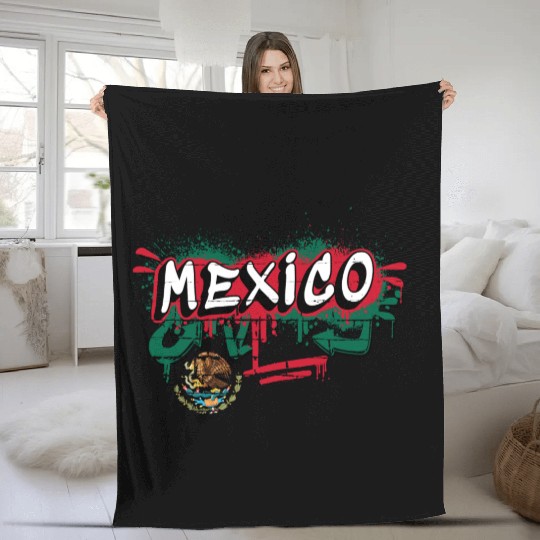 Mexico flag graffiti design Fleece Blankets