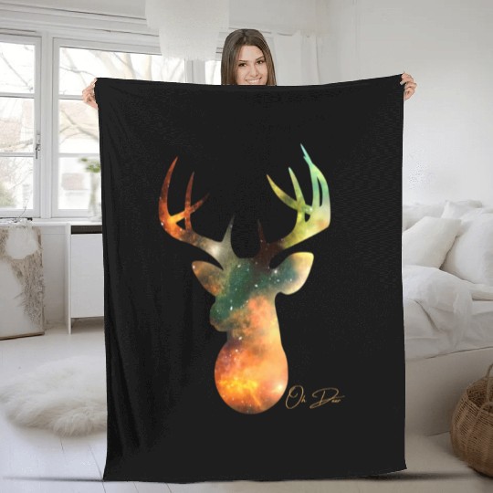 Oh Deer space Fleece Blankets