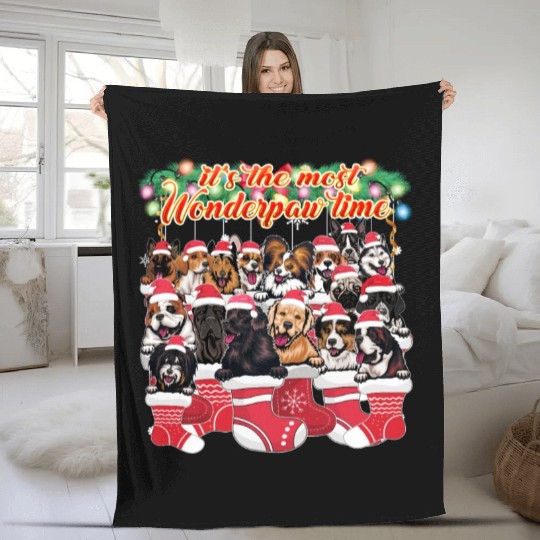 Cute Dog Breeds Christmas Dog Lover Fleece Blankets