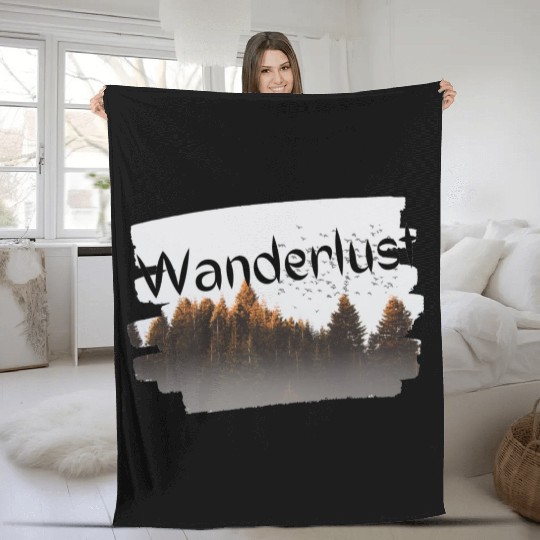 Wanderlust design Fleece Blankets