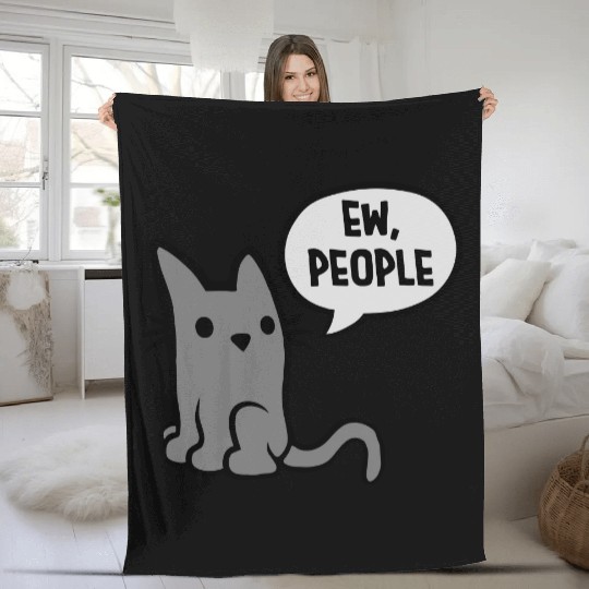 comic cat ew people Fleece Blankets